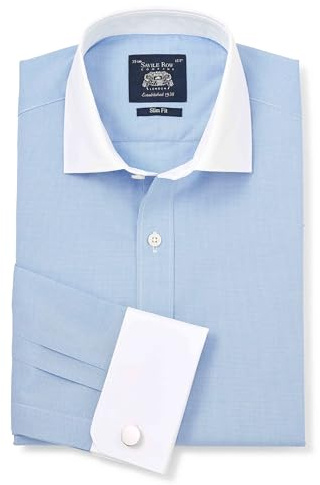 Men's Slim Fit 100% Cotton Poplin Double Cuff Formal Shirt | Luxury, Premium Quality, Long Sleeve, Dress Shirt, Formalwear