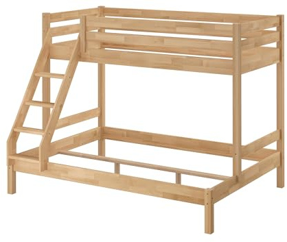 Erst-Holz®Stabiles Stockbett Etagenbett 90x200 u 140x200 Buche massiv lackiert V-60.14-09-14Rollrost und Matratze inkl.
