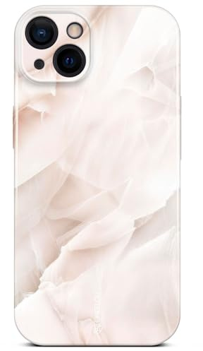 ONEFLOW Bliss Cover für iPhone 13 Hülle in Marmor Optik, Designer Case Handy Schutzhülle mit Kameraschutz, Muster Hardcase Glitzer Handyhülle marmoriert, Creme Rosa