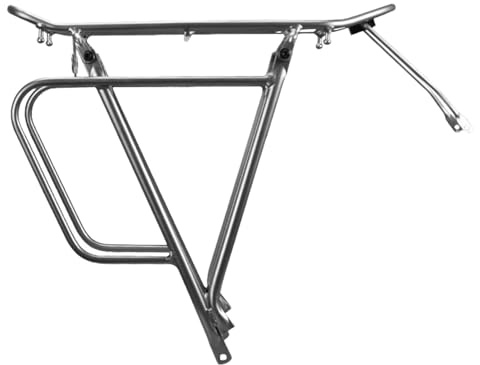 Porte-bagages arrière pour vélo - Design polyvalent - Support robuste avec cadre en aluminium réglable - Rails latéraux pour vélo de banlieue et transport de marchandises en plein air