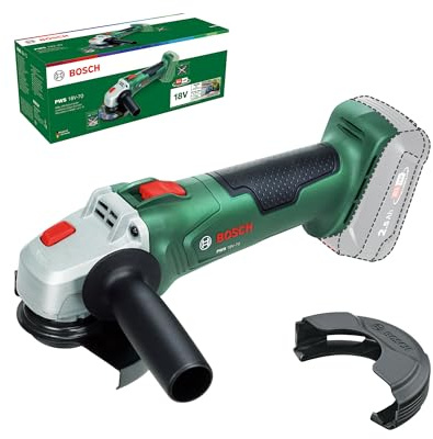 Bosch 18V System amoladora a batería PWS 18V-70 (trabajos de corte y esmerilado pequeños y medianos; diámetro del disco de esmerilado: 115 mm)