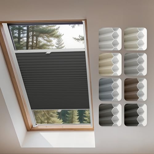 Concept Blinds Wabenplissee für Dachfenster – Verdunkelung und Hitzeschutz, maßgefertigt, 7 Stofffarben, frei verstellbar nach Oben und unten, einfache Bohrmontage – Premium-Dachfensterrollo nach Maß