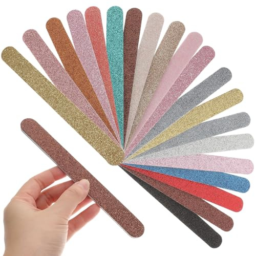 TOPPERFUN 20 Stück Glitzer Nagelfeilen Feine Körnung Eva Schleifpapier Vielseitig für Maniküre Pediküre Nagelpflege für Frauen und Mädchen Zufällige Farbe Zufällige Farbe