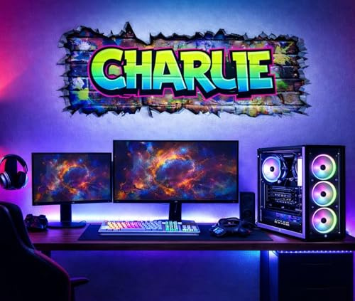 Personalised Graffiti Brick Teenage Gaming Wall Art Sticker, Graphics, Decals,ng1 (550mm x 240mm)