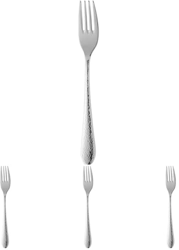 WMF Sitello Menügabel 21 cm, Cromargan Edelstahl poliert, Hammerschlag, ergonomisch, glänzend, spülmaschinengeeignet, silber (Packung mit 4)