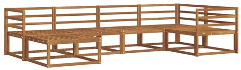 vidaXL Outdoor-Sofagarnitur 6 pcs Natur Massivholz Akazie, Modernes Outdoor-Sofa, Langlebiges Patio-Sofa, Lounge-Sitzgelegenheit für den Garten, Poolside Couch, Gartenmöbel, Modulares Set