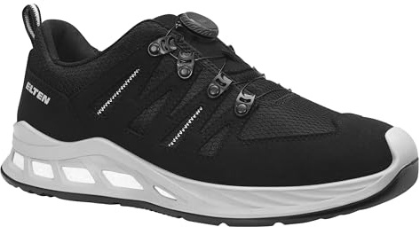 ELTEN Sicherheitsschuhe MADDOX XXR BOA black-grey Low ESD S3S für Herren, Stahlkappe, leicht, atmungsaktiv, Gr. 43