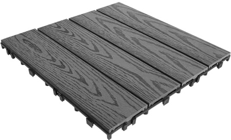 HOOWIFFY Piastrelle da Esterno Pavimento in Legno Composito Antiscivolo con Motivo Goffrato Resistente e Facile da Pulire per Terrazze e Spazi Esterni
