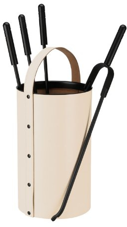 Kaminbesteck Leder Noir Beige