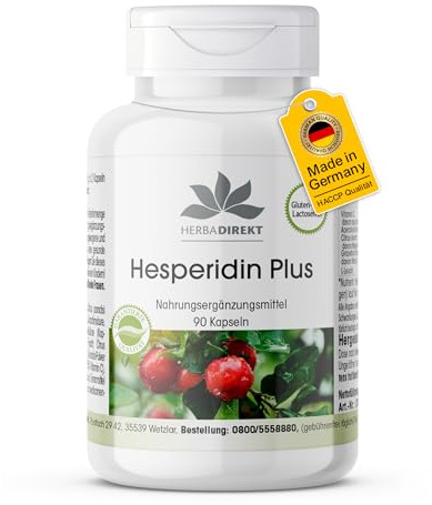 Hesperidin Plus mit Acerola und Naringin - 90 Kapseln - Grapefruit-Kern Extrakt 500mg - 45% Flavonoide - vegan - hochdosiert | HERBADIREKT by Warnke Vitalstoffe - Deutsche Apothekenqualität