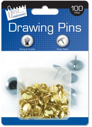 Just Stationery Drawing Pins on Blister Card (Pack of 100)