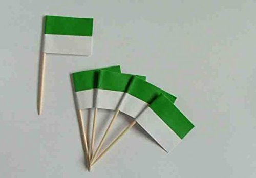U24 Flaggen Zahnstocher Schützenfest Grün-Weiß Flagge Fahne Minipicker