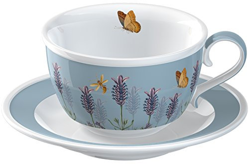 Creative Tops Fine China Royal Botanical Gardens Kew Lavender Tea Cup and Saucer Gift Set, Multi-Colour