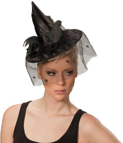 Rubie's 4170574-STD Rubies 4170574-Hexenhut Halbminiatur grün mit Federn Haarclip