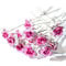 10x Bridal Wedding Prom Silver Crystal Diamante Rose Flower Hair Pins Clips Grips (Light Pink)
