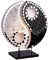 Woru Deko-Leuchte YING YANG rot oder schwarz, rund, Natur-Material, 30 cm Durchmesser, Stimmungsleuchte (Schwarz)