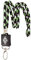 Borussia Mönchengladbach Lanyard Kordel | Offizieller Fanartikel Fohlenshop | 3D-Raute, Geflochten, Schwarz/Weiß/Grün, Metallkarabiner Schlüsselanhänger Gladbach Anhänger