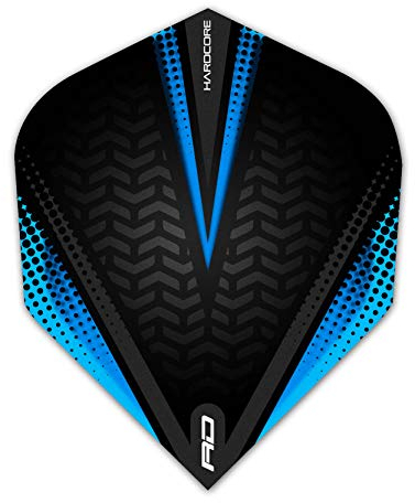 RED DRAGON Hardcore Radical Schwarz und Blau Extra Dicke Standard Dart Flights - 4 Sätze pro Packung (12 Flights insgesamt)
