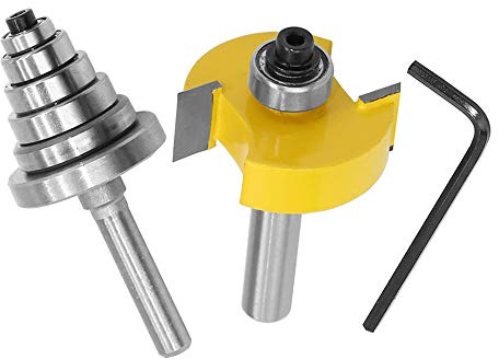 Gasea 8mm Fraise de Défonceuse à Feuillure Routeur Bit Avec 6 Ensemble Roulements Pour Plusieurs Profondeurs 28,6 mm, 22,2 mm, 19,05 mm, 15,9 mm, 12,7 mm, 9,52 mm Outil de Menuiserie