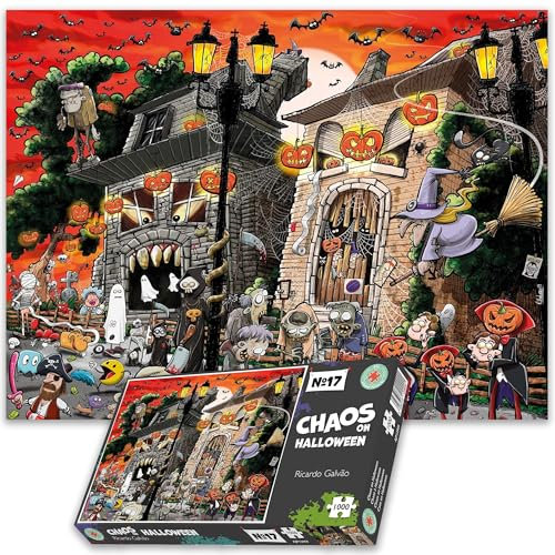 Halloween Puzzle 1000 Pieces - Chaos On Halloween 1000 Piece Jigsaw Puzzle For Adults, Kids And Teens - Spooky, Scary, Fun Puzzles For Adults
