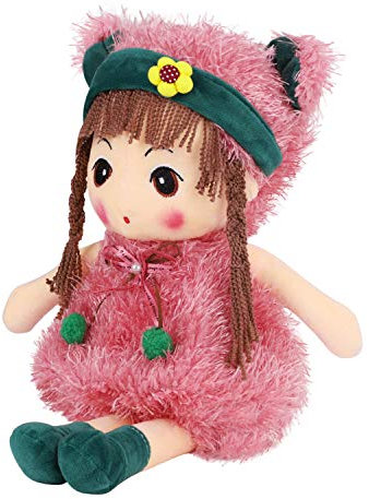 JIAHG Niedliche Puppe Plüschpuppe Mädchen Kuschelpuppe Stoffpuppe Kinder- Spielzeug Püppchen für Kleinkinder als Geburtstagsgeschenk (Rosa)