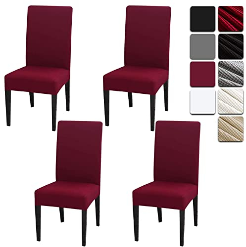 Dioxide Stuhlhussen 4 Stück Elastische Moderne Beschützer Stuhlhussen, Hochzeit Partys Bankett Deko, bi-Elastic Spannbezug, sehr pflegeleicht und langlebig Universal(Bordeaux,4 Stück)