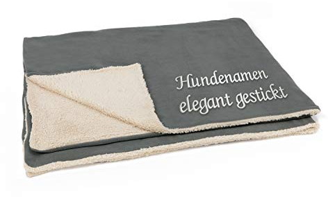 Hundedecke mit Namen Bestickt, XL Größe ca. 130x160cm, weiche Decke extra groß mit Hundenamen personalisierbar
