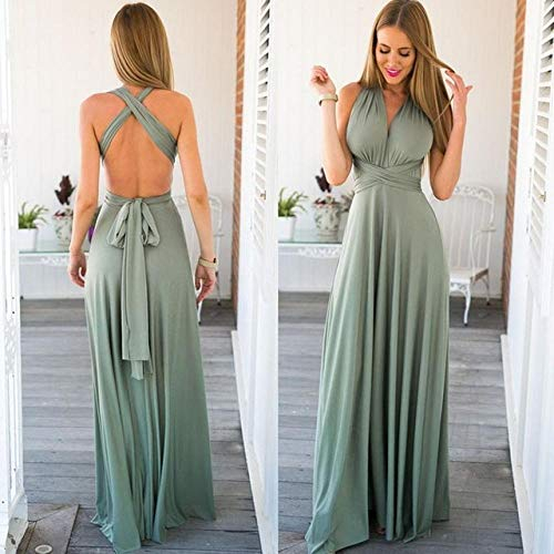 DXXHR Sexy Frauen Boho Maxi Club Kleid Red Bandage Langes Kleid Party Multiway Brautjungfern Cabrio Infinity Robe Longue Femme