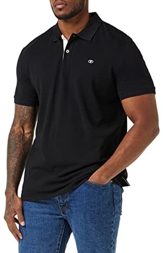 TOM TAILOR Herren Basic Piqué Poloshirt, 29999 - Black, XXXL
