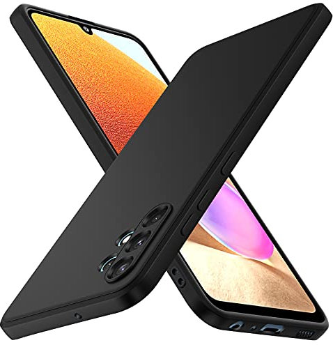 ivoler Silikon Hülle für Samsung Galaxy A32 4G mit Kameraschutz, Ultra Dünne Weiche Stoßfest Schutzhülle Flexible TPU Matte Schwarz Handyhülle Kratzfest Case Cover