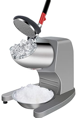 Goldtouch Electric Shaved Ice Machine 11 Inch Height Three Blade Ice Crusher Snow Cone Maker Machines 220lbs/hr for Home and Commercial Use (SILVER)