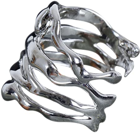 NicoWerk Damen Silberring Breit aus 925 Sterling Silber Eklatant Mehrreihig Gewickelt Glatt Glänzend Verstellbar Offen SRI780