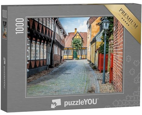puzzleYOU: Puzzle 1000 Teile „Straße mit Alten Häusern, Königsstadt Ribe, Dänemark“ – aus der Puzzle-Kollektion Skandinavien