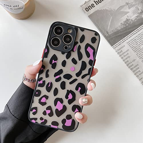 ZTOFERA Compatible with iPhone 12 Pro Max Case, Cute Animal Leopard Print Pattern Designer Protective Phone Case, Translucent Frosted Hard PC Back with Silicone Bumper for iPhone 12 Pro Max, Hot Pink