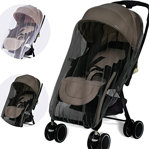 Moskitonetz für Kinderwagen – Schützendes 2er-Pack Babynetz – perfektes Insektennetz für Kinderwagen, Stubenwagen, Wiegen, Spielhöfe und tragbares Mini-Kinderbett (weiß + grau)