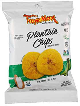 TropicMax - Plantain Chips with Regular Flavor - Gluten-Free Kettle Cooked Organic Healthy Snacks - Vegan Natural Green Plantain Chip Individual Bags - Non-GMO, Certified Kosher (2.5oz - 12 packs)