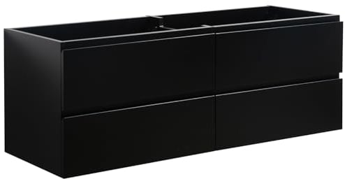 Angela Meuble sous-lavabo 140 cm, noir mat, meuble de salle de bain
