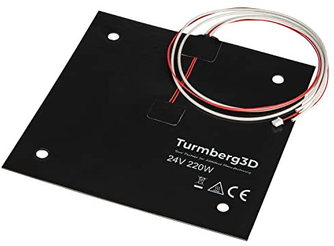 Turmberg3D - Schwarze Silikonheizmatte für 3D Drucker, kompatibel zB mit Creality Ender 3 (Variante B, 24V 220W)