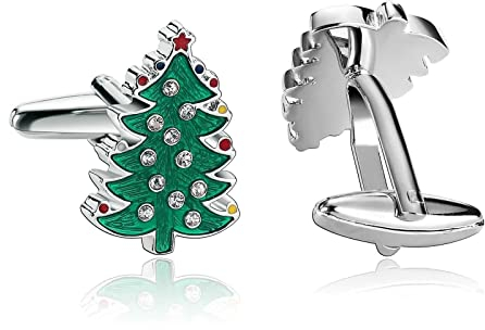 Manschettenknöpfe Nerd, Manschettenknöpfe Nerd Edelstahl Baum Weiß Grün Smoking Manschettenknöpfe Geschenk 2.2X1.5CM