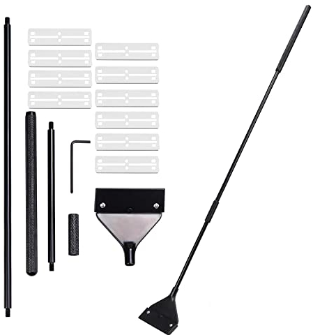 JINJUMEI Aquarium Reinigungswerkzeuge 62cm, Algenschaber Aquariumschaber, Aquarium Algen Rasiermesser Schaber, Mit Abnehmbarer Stange und 10 Stück Edelstahl Klingen,Für Glas Fischbecken