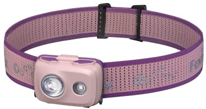 fenix HL16 - Linterna frontal multiusos ligera rosa | 450 lúmenes | 104 m | 100 horas máx. | Alimentado por AAA | Modo de luz roja | Función SOS | IP66