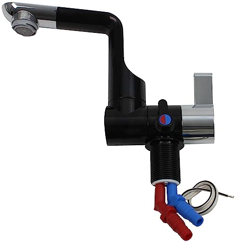 Wasserhahn Mischer Mischbatterie Arona + Schalter 360°dreh schwenkbar schwarz kurz