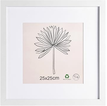 LYYYYX Weißer Holz Bilderrahmen 25x25cm Passepartout Acrylglas 1er-Set | Leichter Rahmen mit Antireflex Acrylglas und Passepartout für 15x15cm Fotos, geeignet für Puzzles, Poster, Collagen