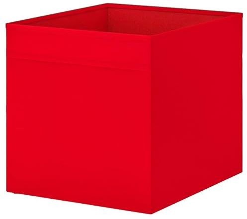 Princekingx Drona Storage Boxes – Foldable Kellax Shelf Insert Box – Cube Shaped Fabric Storage Organizer, 33x38x33cm Shelving Unit with Handle, For Home, Office Use, Baby Nursery (RED, 1 PACK)