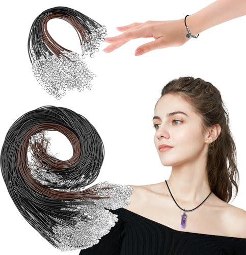 SNAILGARDEN 150Pcs Necklace Jewelry Making Set,120pcs Waxed Necklace Cord and 30pcs Waxed Bracelet String,Leather Cords with Clasp,Necklace Bracelet Clasp for DIY Jewelry Making (Black Brown)