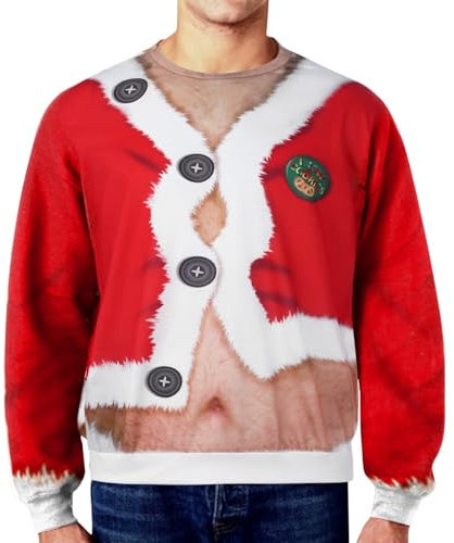 TAGVO Herren Hässlicher Weihnachtspullover Unisex 3D Lange Ärmel Ugly Christmas Sweater Pullover Sweatshirt für Party M-5XL