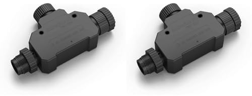 Philips Hue Outdoor T-Stecker, Zubehör für Ihr Philips Hue Niedervolt-System, schwarz, wetterfest (IP67) (Packung mit 2)