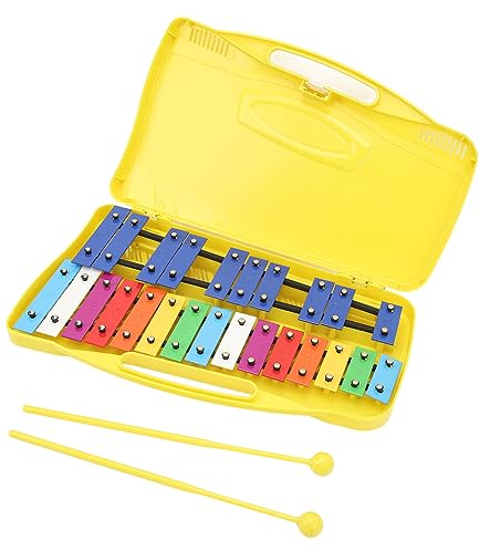 Xilófono de Placa de Aluminio Metalofono de 25 Notas Xilofono Instrumento Musical de Percusión Profesional con 2 Palos de Percusión Teclas Coloridas