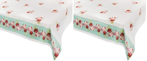 Talking Tables Floral Paper Disposable Table Cover – Ideal tablecloth for Wedding, Baby Shower, Afternoon Tea Birthday Party Beautiful Design, 120 x 180 cm (Pack of 2)