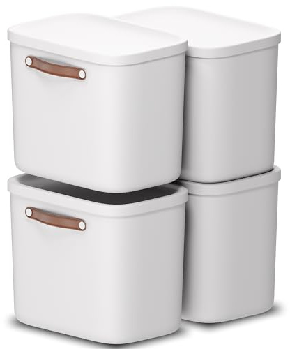 Rotho Maloja 4er-Set Aufbewahrungsbox mit Deckel 25l, Kunststoff, weiss, 25 (39.5 x 26.5 x 34.0 cm)